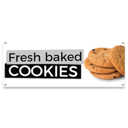 Signmission Fresh Baked Cookies Banner Concession Stand Food Truck Single Sided B-30064
